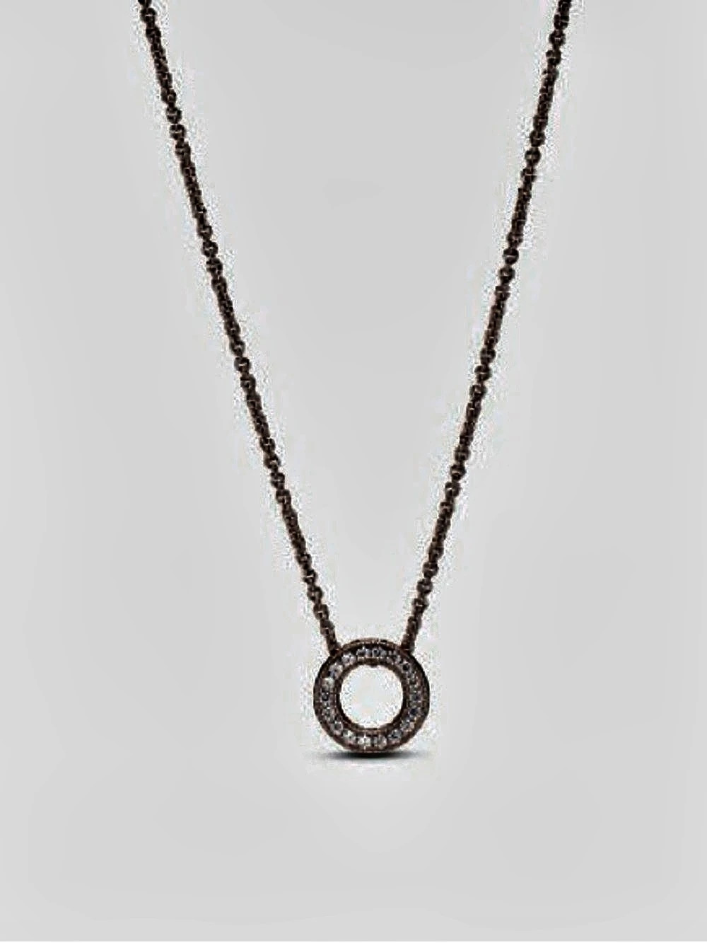 Pandora Signature Logo Pavé Circle Collier Necklace 14k Rose Gold Plated